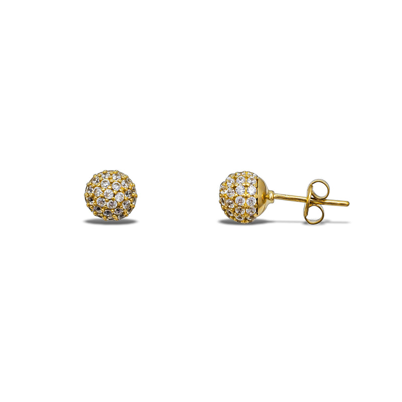 Zirconia Iced-Out Ball Stud Earrings (14K)