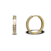 Two-Tone Diamond Cuts Hoop Earrings (14K)