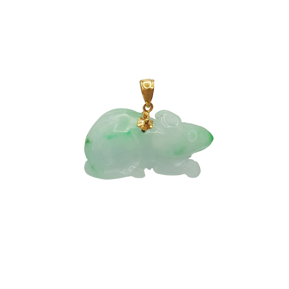 Rat Zodiac Sign Jade Pendant (14K)