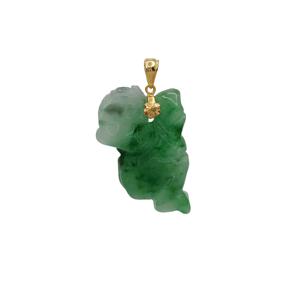 Monkey  Zodiac Sign Jade Pendant (14K)