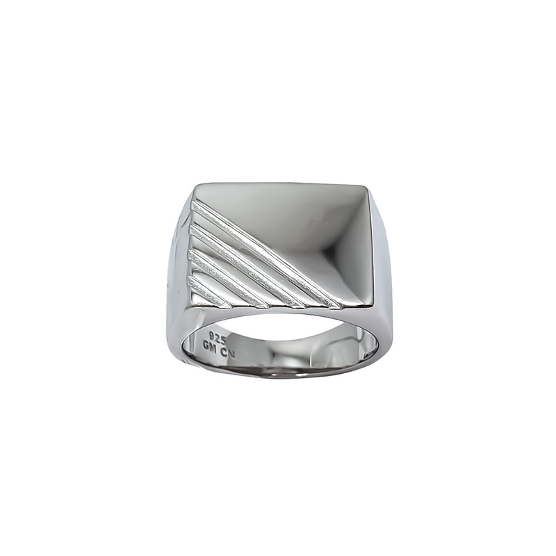 Regal Textured Rectangle Signet Ring (Silver)