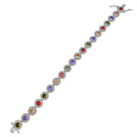 Zirconia Multi-Color Halo Bracelet (Silver)