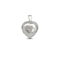 Floral Texture Puffy Locked Heart Pendant (Silver)
