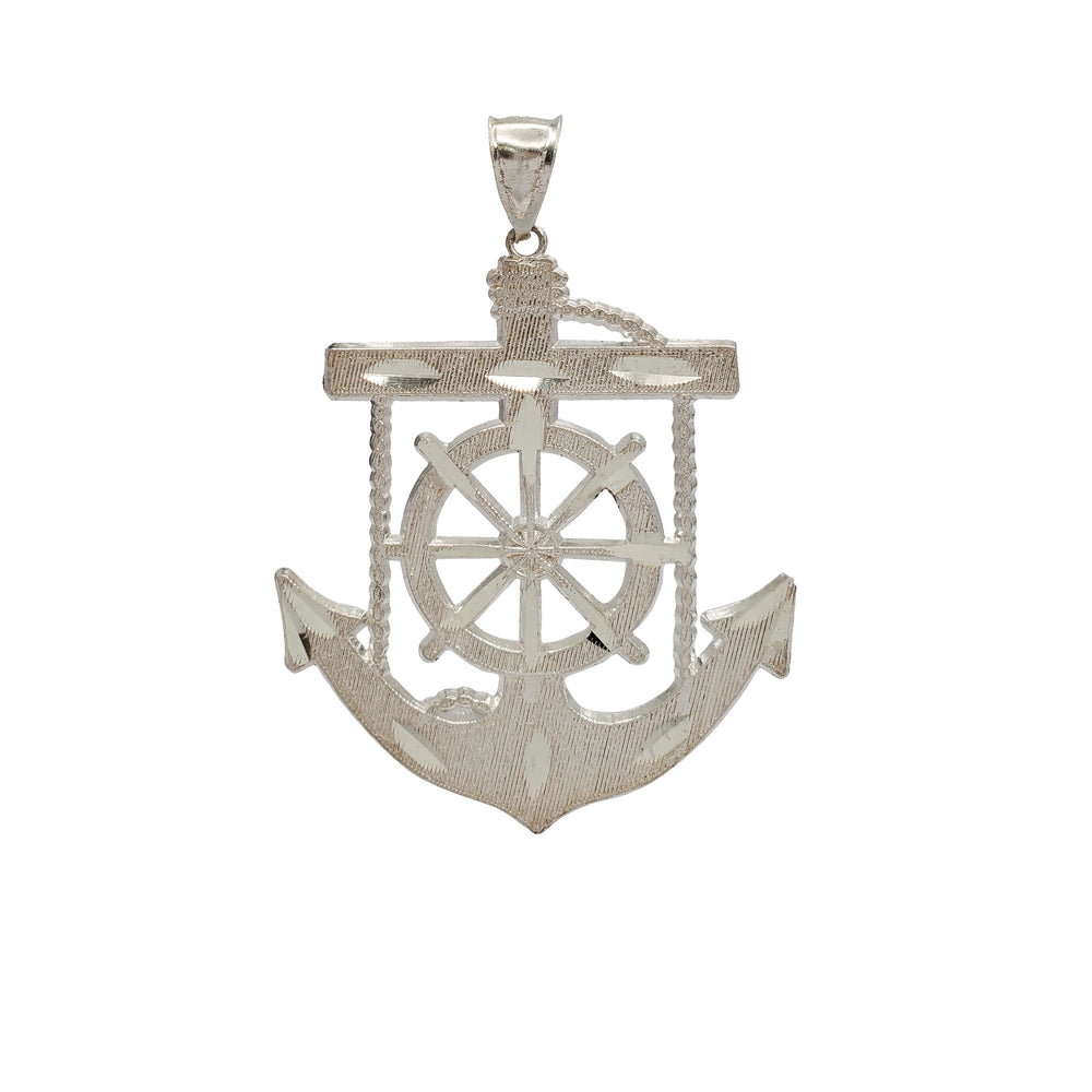 Diamond-Cut Anchor Pendant (Silver)
