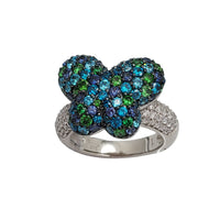 Zirconia Multi-color Butterfly Ring (Silver)