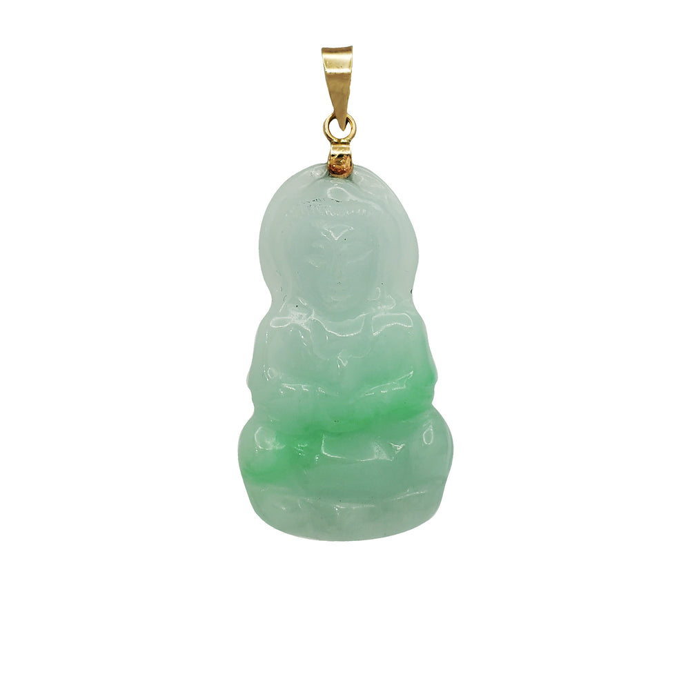 Guan Yin Goddess of Mercy Jade Pendant (14K)