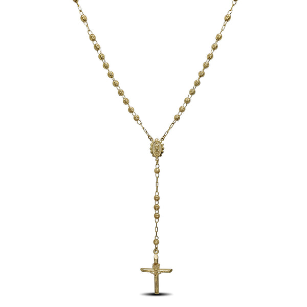 Diamond-Cuts Beads Rosary Necklace (14K)