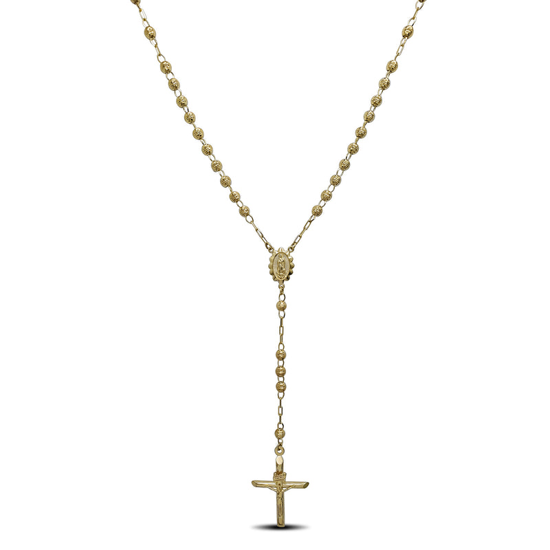 Diamond-Cuts Beads Rosary Necklace (14K)