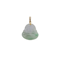 Diamond Light Green Jade Laughing Buddha Pendant (14K)