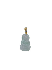Diamond Guan Yin Jade Pendant (14K)