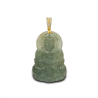 Diamond Guanyin Jade Pendant (14K)