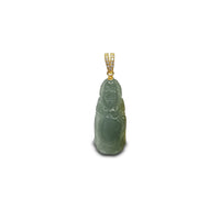 Diamond Elongated Laughing Buddha Jade Pendant (14K)
