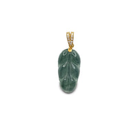 Diamond Green Leaf Jade Pendant (14K)