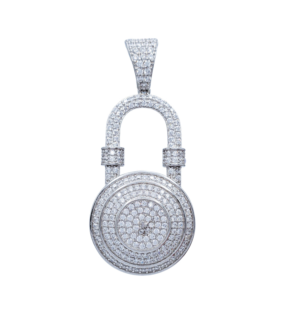 Lock Pendant Cubic Zirconia (Silver)