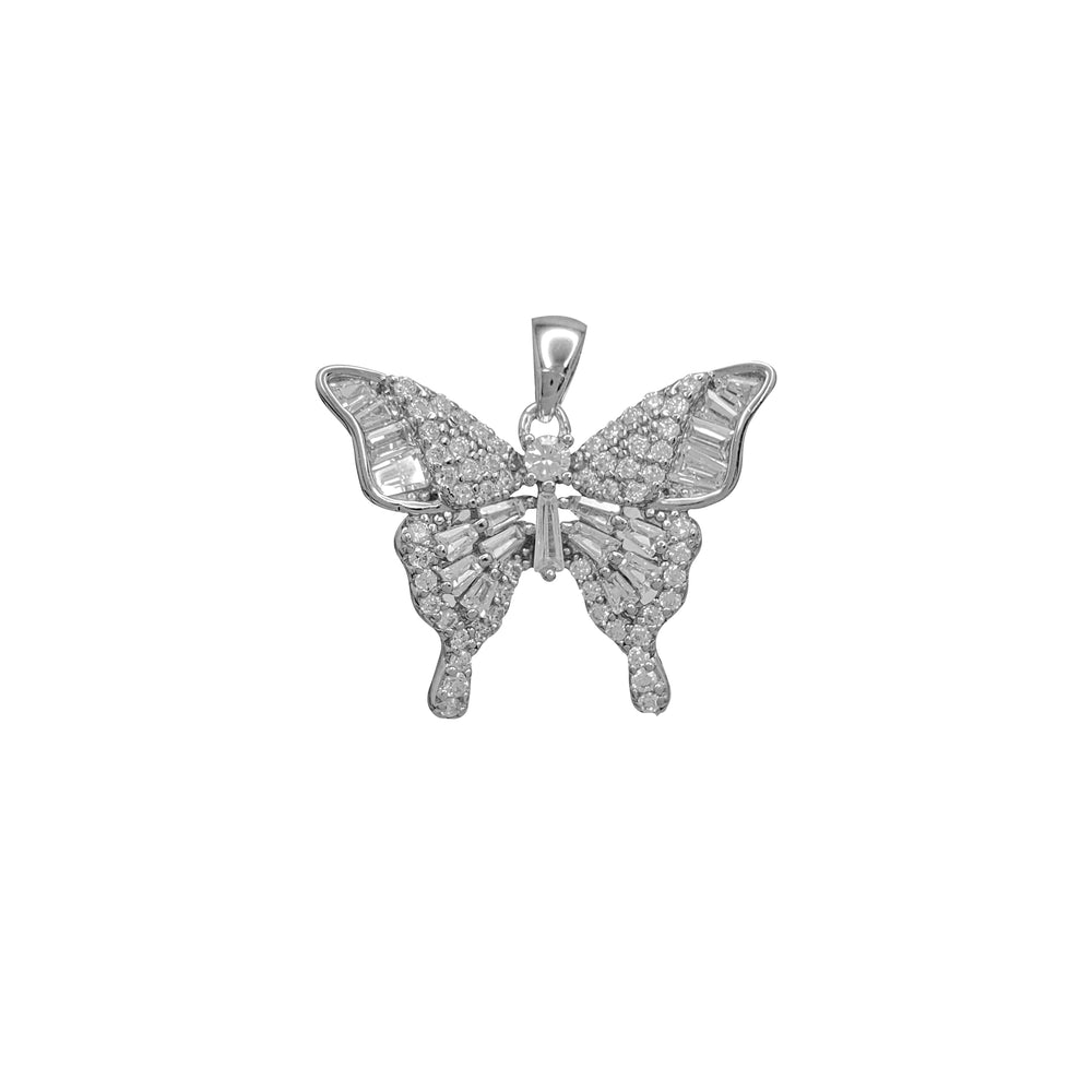 Butterfly Pendant Baguette Cubic Zirconia(Silver)
