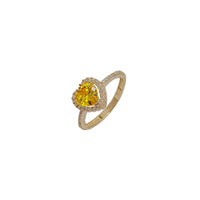Yellow Cubic Zirconia Heart Ring (14K)