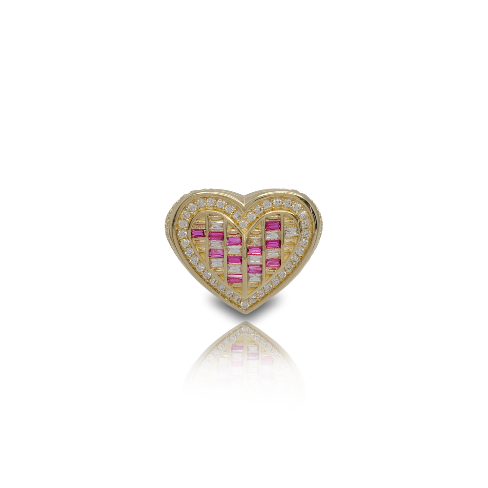 Emerald CZ Heart Shape Ring (14K)