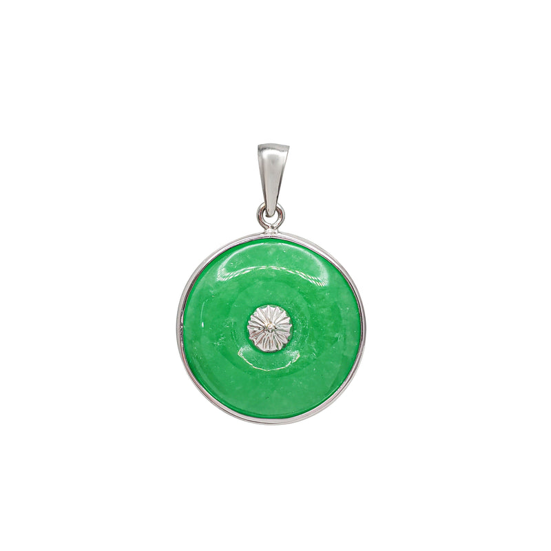 White Gold Round Jade Pendant (14K)