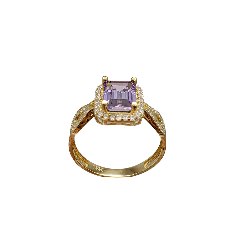 Purple Emerald Diamond Lady Ring 18K