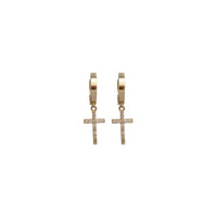 Cubic Zirconia Cross Huggies Earring (14K)