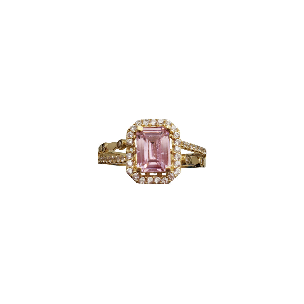 Zirconia Pink Emerald Cut Lady Ring (18K)