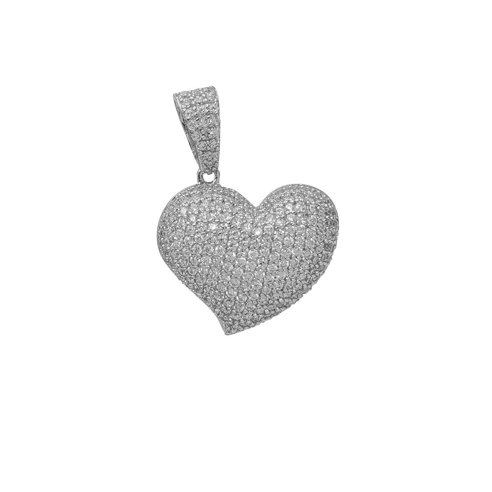 Iced-Out Heart Pendant (Silver)