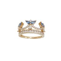 White & Blue Zirconia Crown Ring (14K)