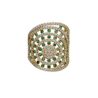 Iced-Out White-Green CZ Fashion Ring 14K