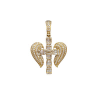 Round & Baguette Diamond Cross Winged Pendant (14K)