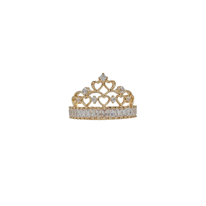 Round and Baguette Cubic Zirconia Queen Heart Crown Ring