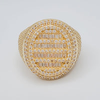 Iced-Out Emerald and round cut Ring (14K)