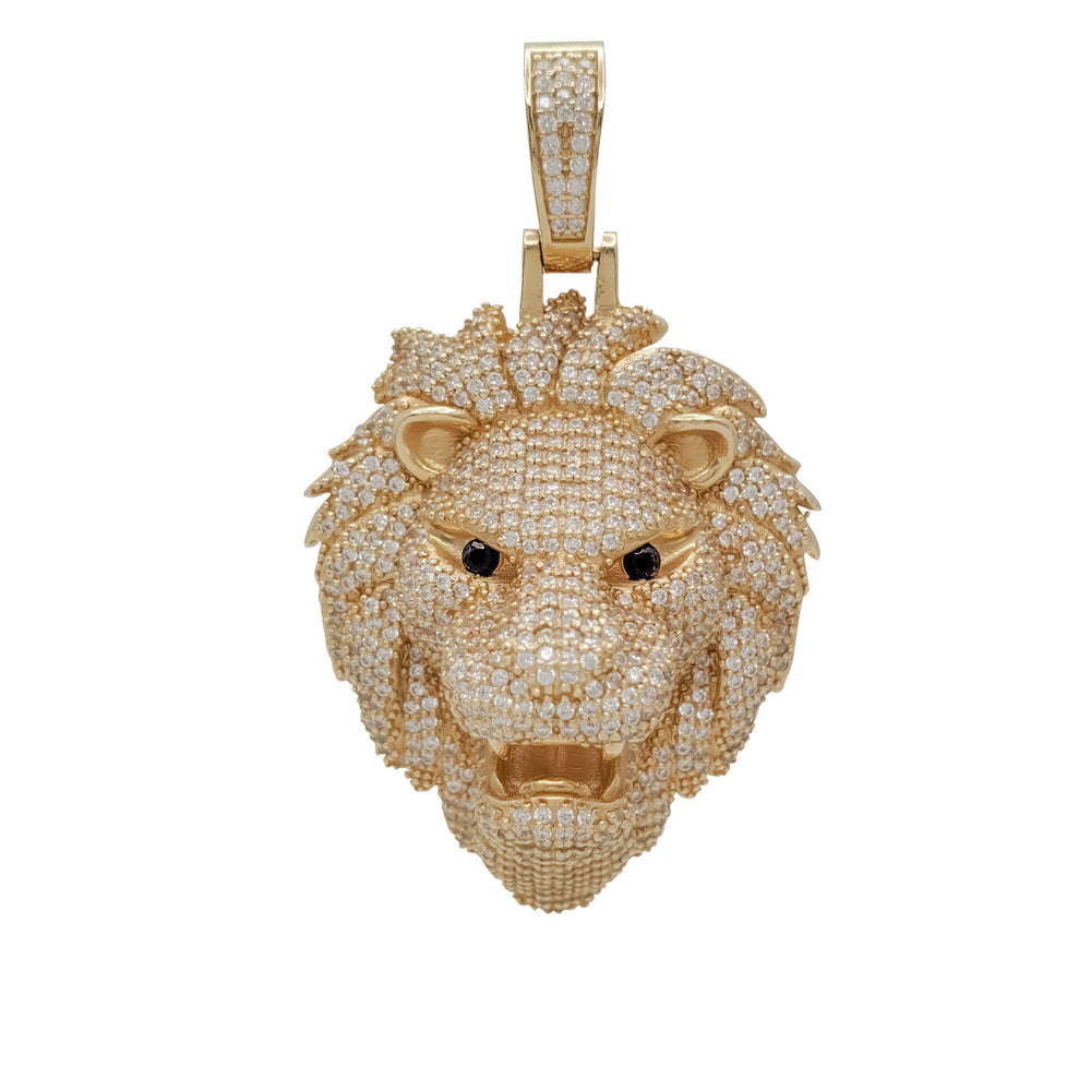 Iced-Out King Lion Head Pendant (14K)