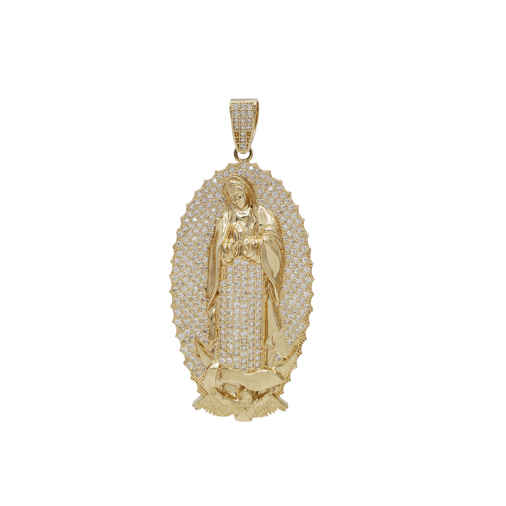 Zirconia Virgin Mary/ Guadalupe Pendant (14K)