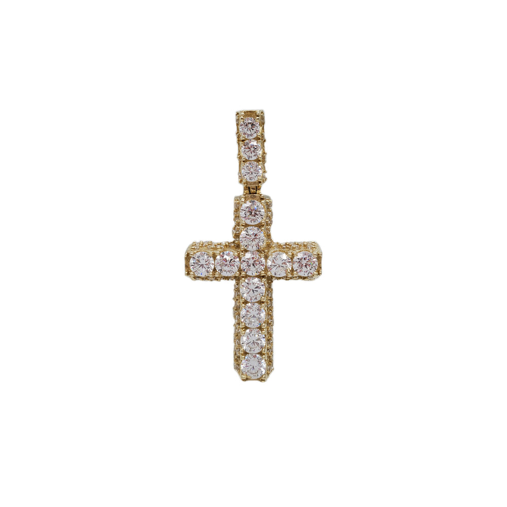 Zirconia Iced-Out Cross Pendant (14K)