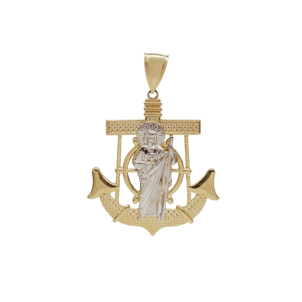 Two Tone Saint Jude Anchor Pendant (14K)