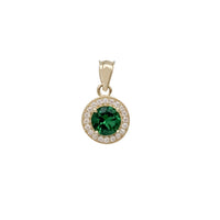 Green Cubic Zirconia Round Pendant （14K)