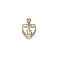 Double Out-Line Heart CZ 15 Cumpleaños Pendant (14K)