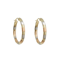 Tri-color Diamond Cut Hoop Earrings (14K)