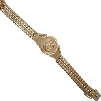 Saint Barbara CZ Double Monaco Link Bracelet (14K).