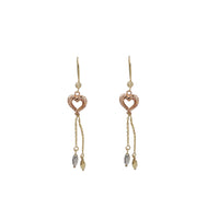 Tricolor Diamond-cut Heart Dangling Earrings (14K)