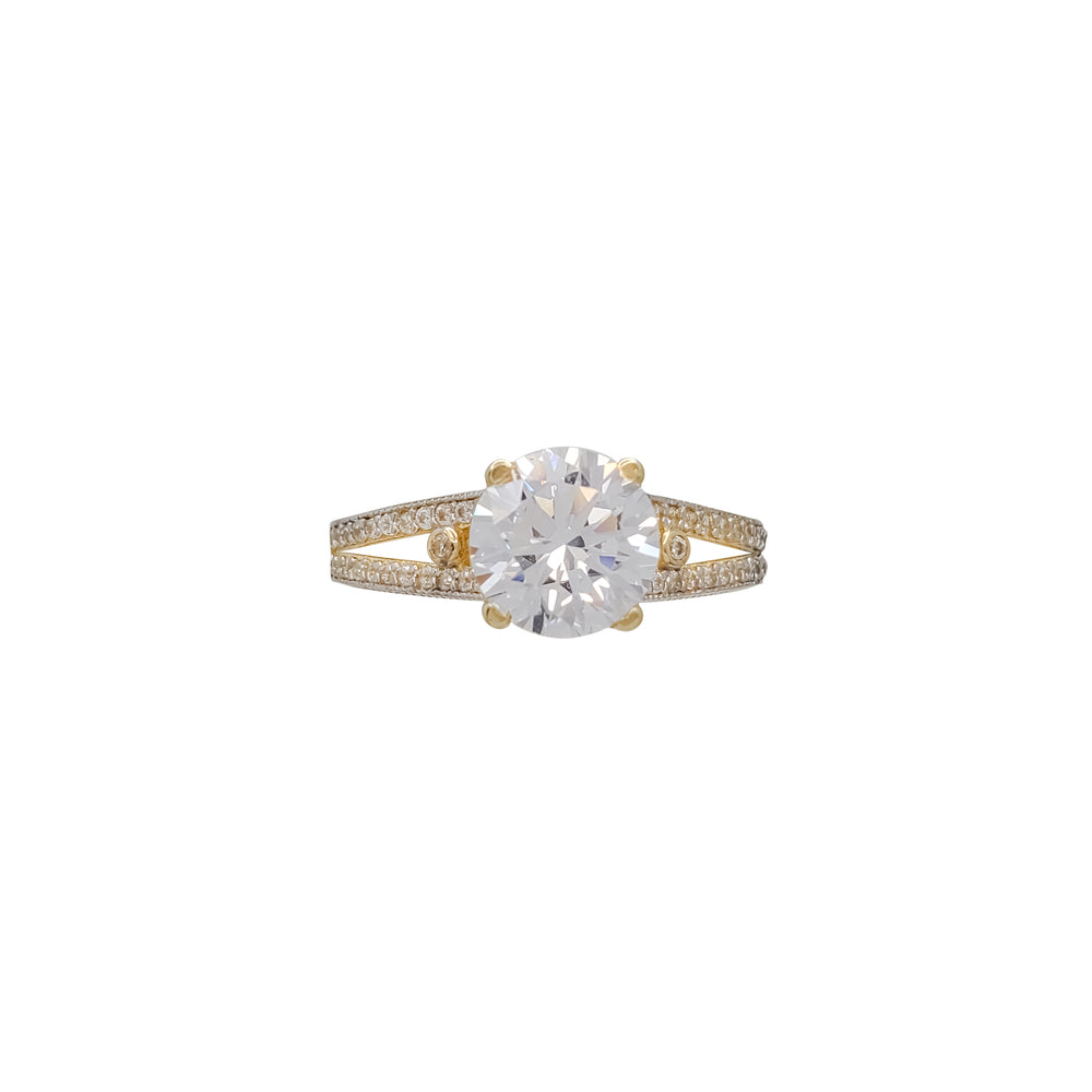 Two-Row Elegant Halo Ring (14K)