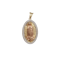 Cubic Zirconia Tri-Tone Virgin Mary Pendant (14K)