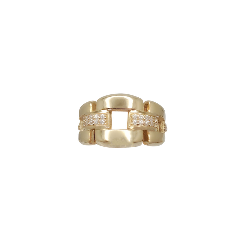 CZ Cable Link Ring (14K)