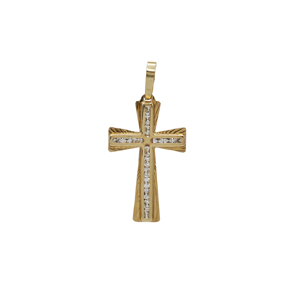 Zirconia Diamond-Cut Cross Pendant (10K)