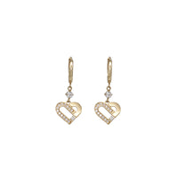 Zirconia Dangling Heart Earring (14K)