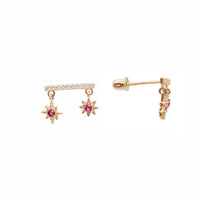 Zirconia Stars Dangling Stud Earring（14k）