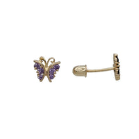 Zirconia Butterfly Stud Earrings (14K)