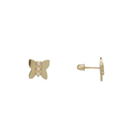 Zirconia Butterfly Stud Earrings (14K).