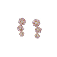 Zirconia Red Tree Flowers Stud Earrings (14K)