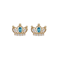 Zirconia Crown Stud Earrings (14K)